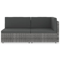 Divano Modulare a 2 Posti-Sofa Modulare-Divanetto in Polyrattan Grigio 860607
