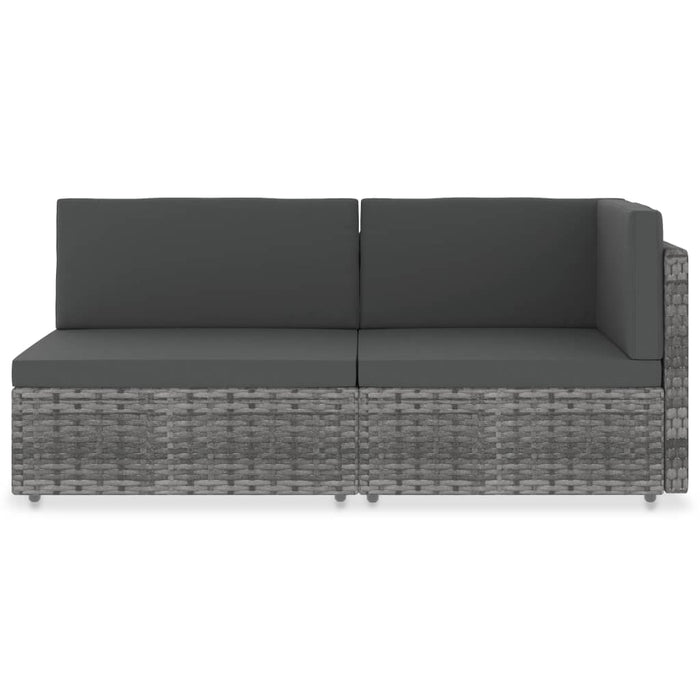 Divano Modulare a 2 Posti-Sofa Modulare-Divanetto in Polyrattan Grigio 860607