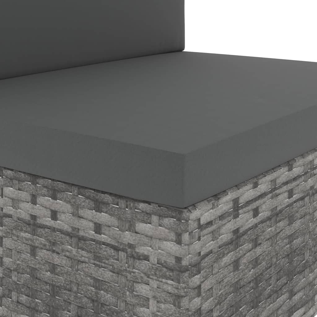 Divano Modulare a 2 Posti-Sofa Modulare-Divanetto in Polyrattan Grigio 860607