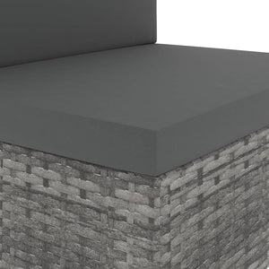 Divano Modulare a 2 Posti-Sofa Modulare-Divanetto in Polyrattan Grigio 860607