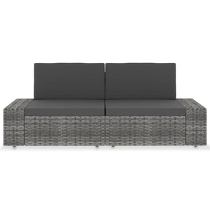 Divano Modulare a 2 Posti-Sofa Modulare-Divanetto in Polyrattan Grigio 568477