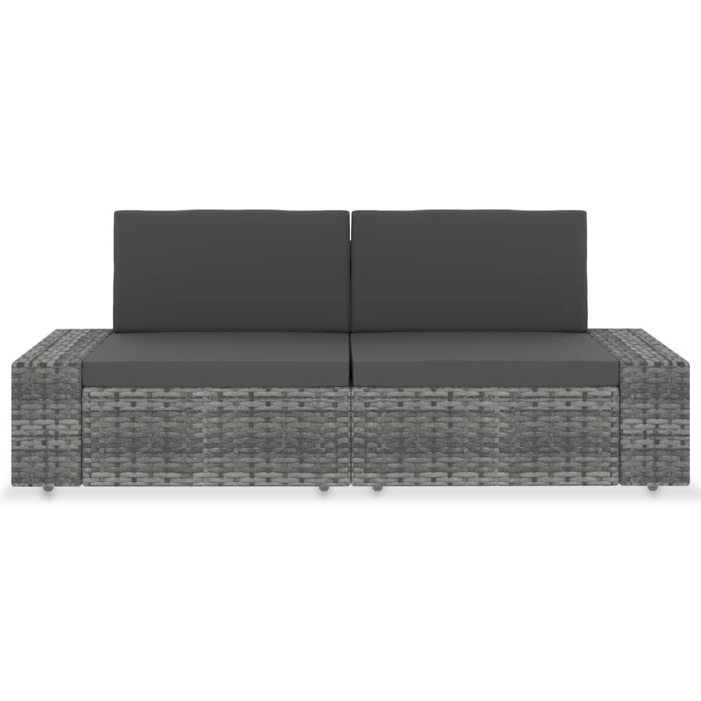 Divano Modulare a 2 Posti-Sofa Modulare-Divanetto in Polyrattan Grigio 568477