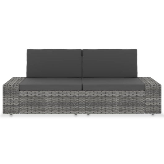 Divano Modulare a 2 Posti-Sofa Modulare-Divanetto in Polyrattan Grigio 568477