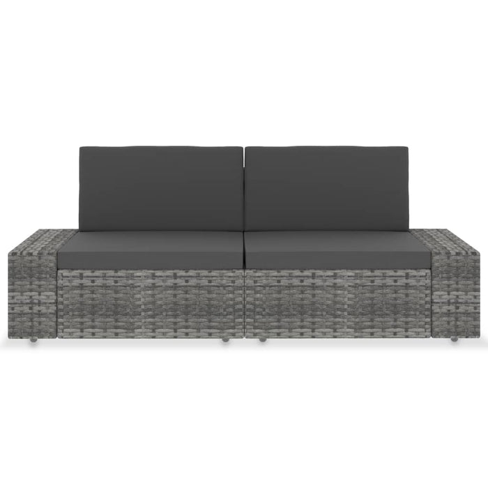 Divano Modulare a 2 Posti-Sofa Modulare-Divanetto in Polyrattan Grigio 568477