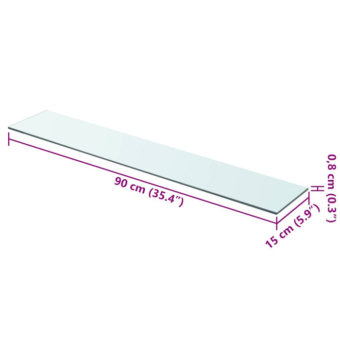 Mensole in Vetro Trasparente 2 pz 90x15 cm 3051578