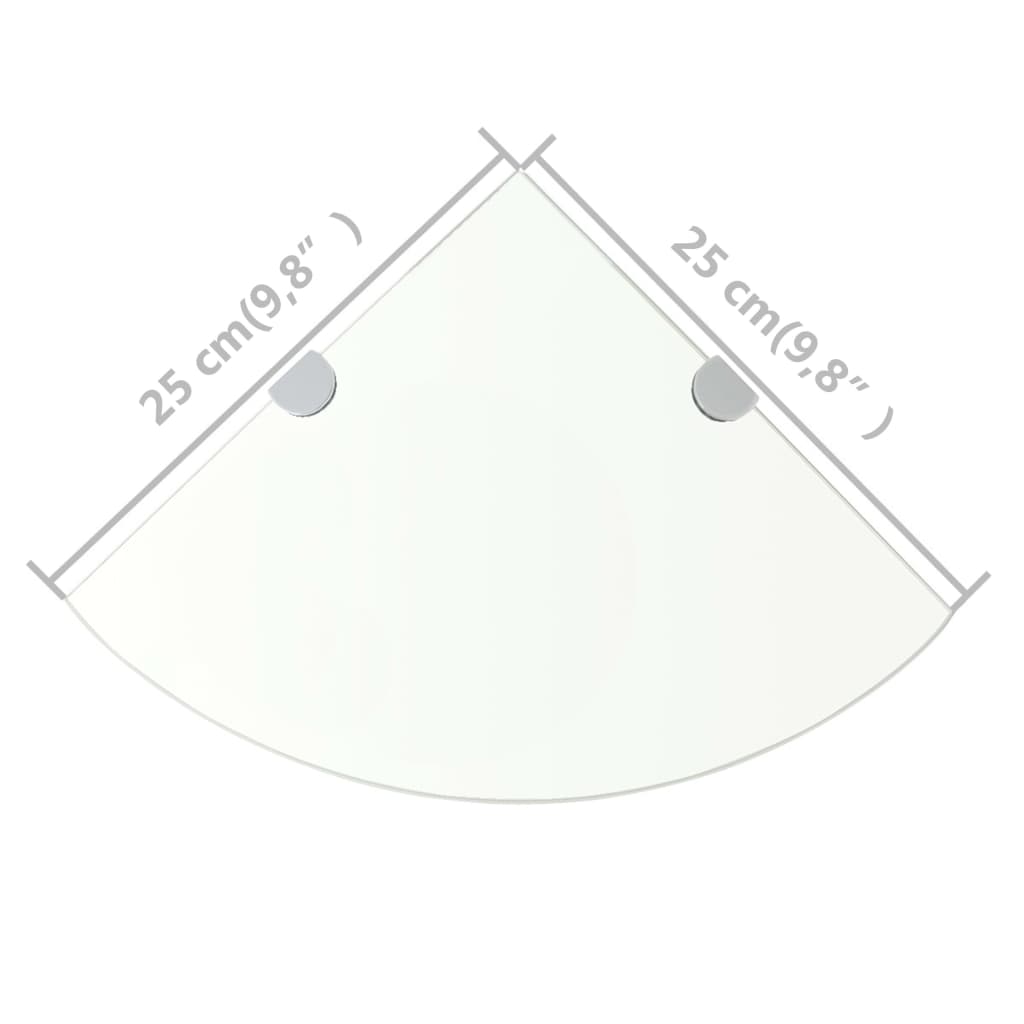 Scaffali Angolari 2 pz Supporti Cromati e Vetro 25x25 cm cod mxl 49160