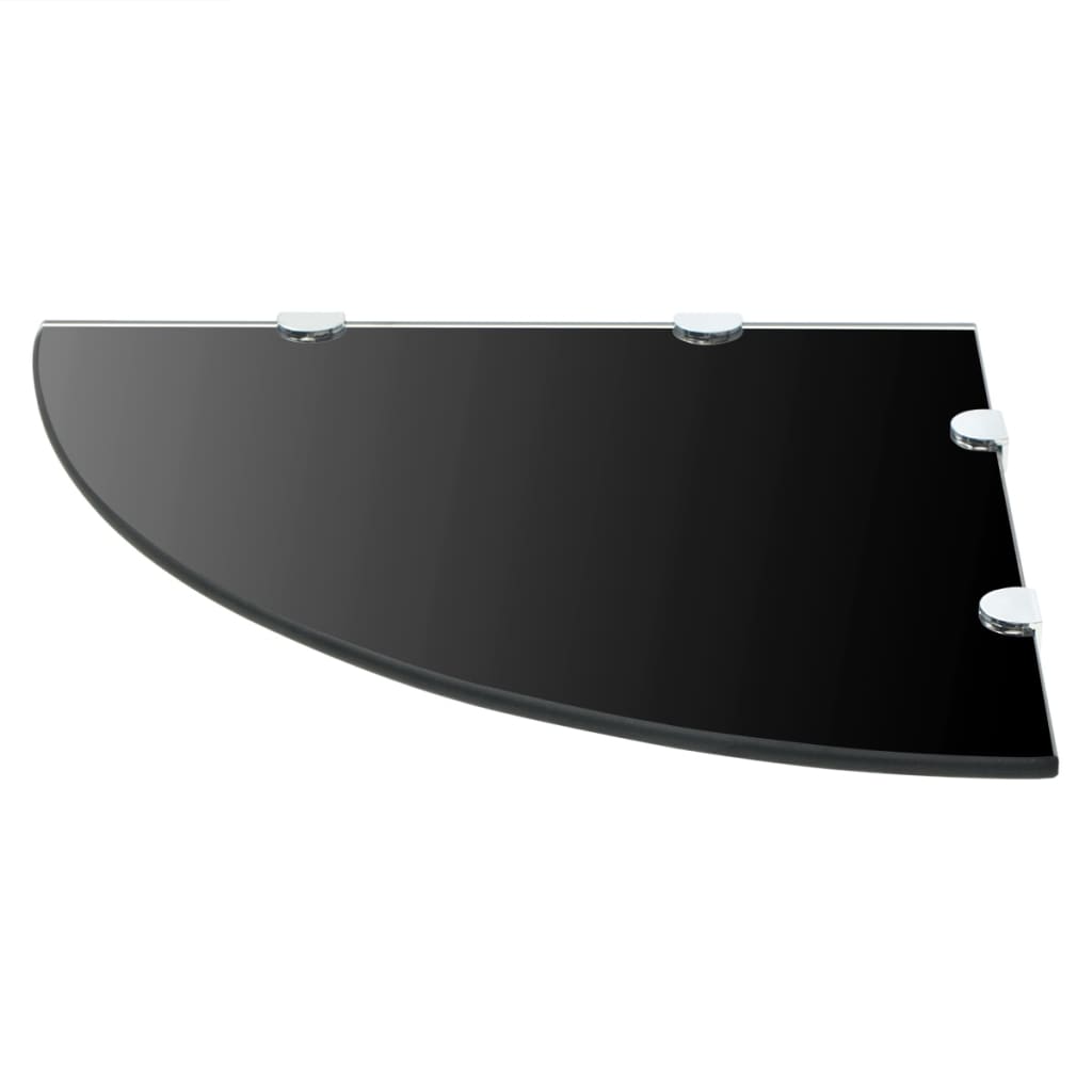 Scaffali Angolari 2 pz Supporti Cromati e Vetro Nero 45x45 cm cod mxl 33380