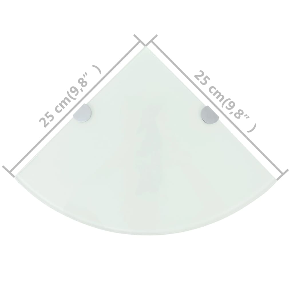 Scaffali Angolari 2 pz Supporti Cromati e Vetro Bianco 25x25 cm cod mxl 33473