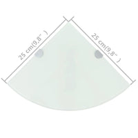 Scaffali Angolari 2 pz Supporti Cromati e Vetro Bianco 25x25 cm cod mxl 33473