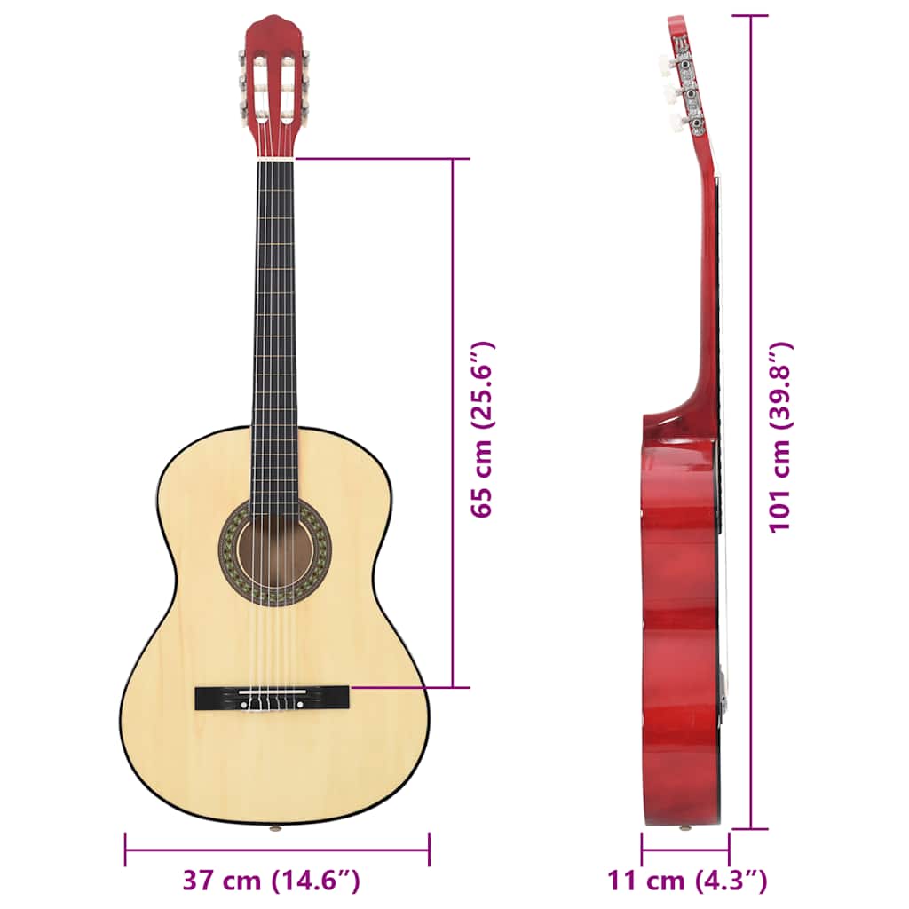 Chitarra Classica per Principianti Nera 4/4 39" in Tiglio 70106