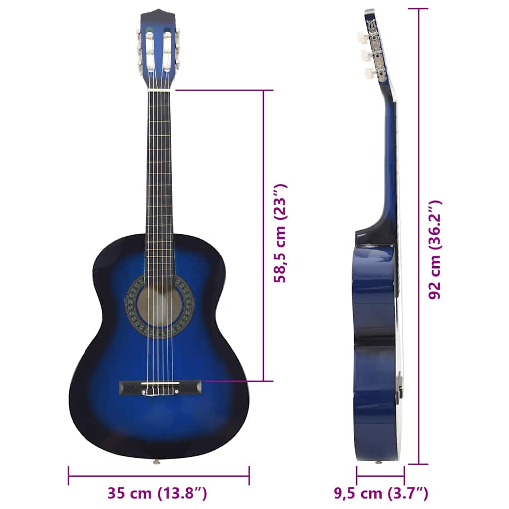 Chitarra Classica per Principianti e Bambini Blu 3/4 36" 70116