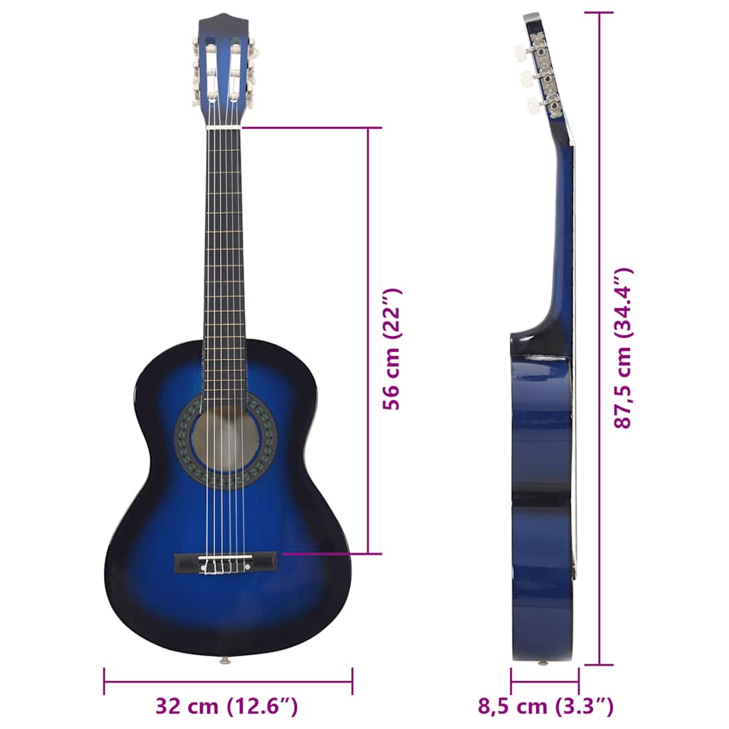 Chitarra Classica per Principianti e Bambini Blu 1/2 34" 70124