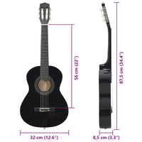 Chitarra Classica per Principianti e Bambini Nera 1/2 34" 70126