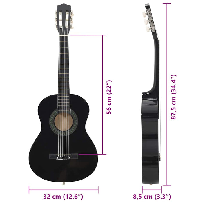 Chitarra Classica per Principianti e Bambini Nera 1/2 34" 70126
