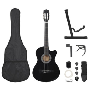 Set Chitarra Classica Western 12 pz con 6 Corde Nera 38" cod mxl 71568