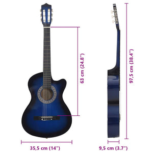 Chitarra Classica Cutaway Western 6 Corde 38" Blu Ombreggiato 70134