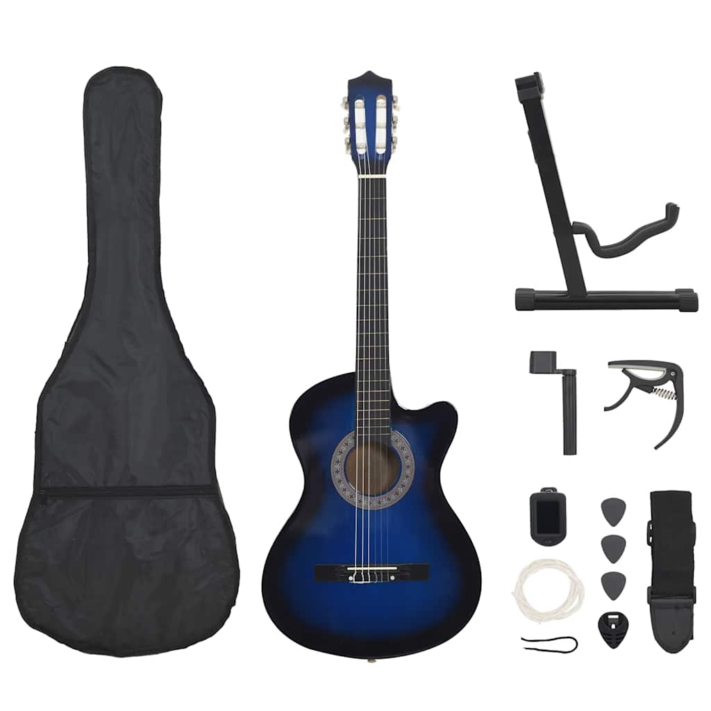 Set Chitarra Classica Western 12 pz con 6 Corde Blu 38"     cod mxl 70980