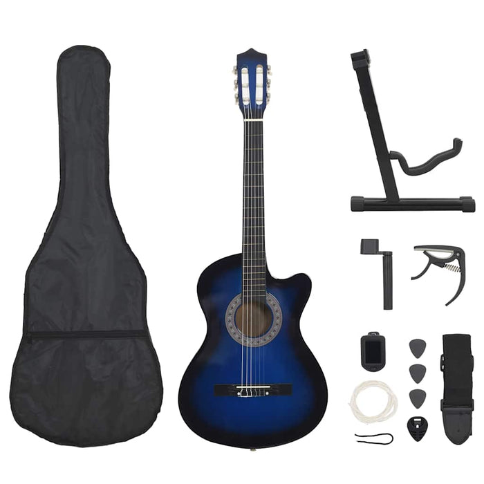 Set Chitarra Classica Western 12 pz con 6 Corde Blu 38"     cod mxl 70980