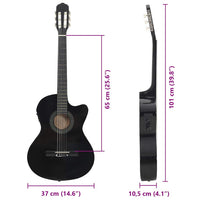 Chitarra Classica Western con Equalizzatore e 6 Corde Nera