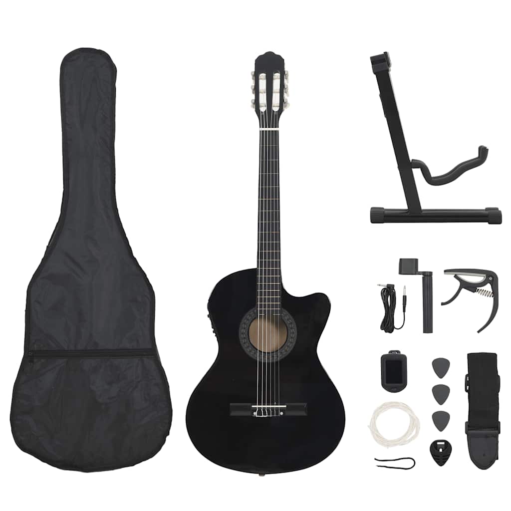 Set Chitarra Western 12 pz con Equalizzatore e 6 Corde Nera cod mxl 70179
