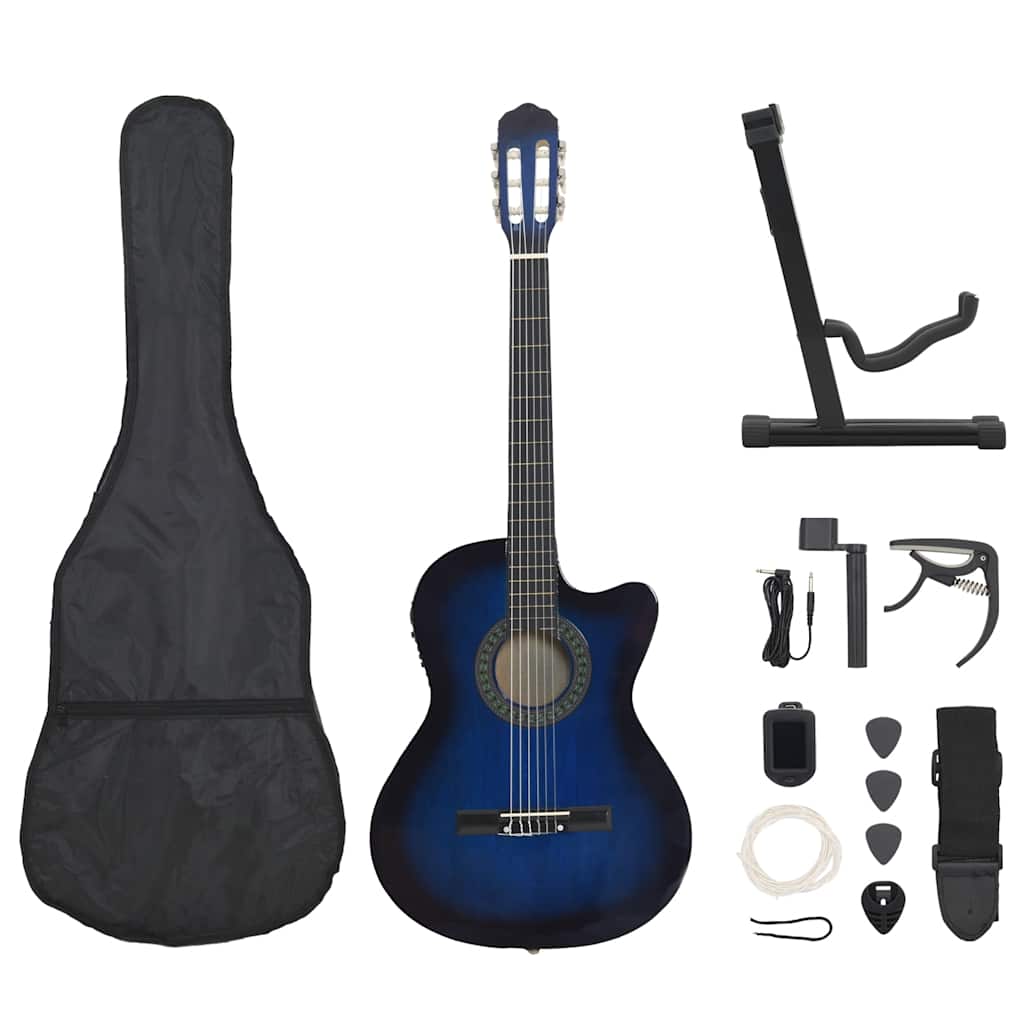 Set Chitarra Western 12 pz con Equalizzatore e 6 Corde Blu