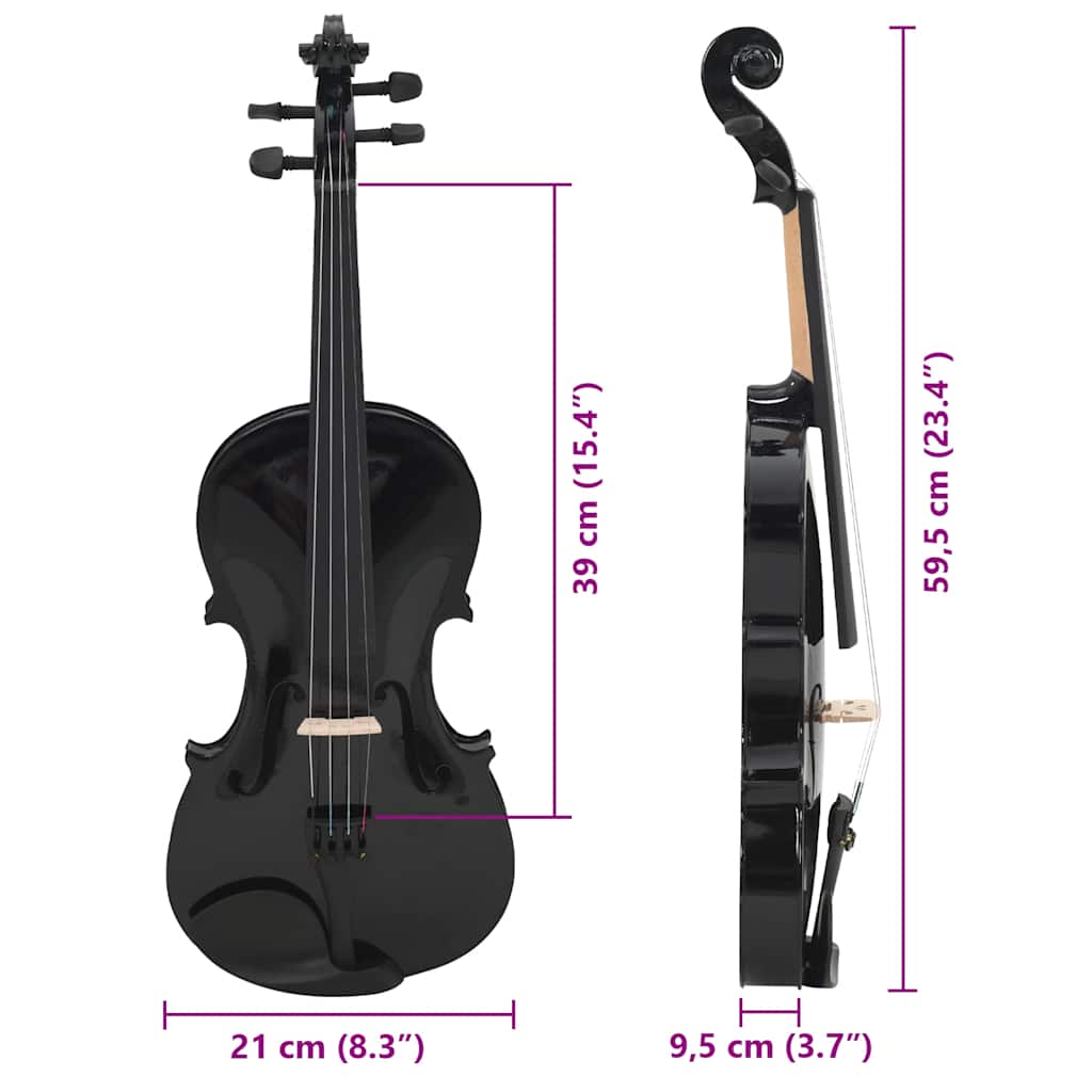 Set Completo Violino con Arco e Mentoniera Nero 4/4 70143