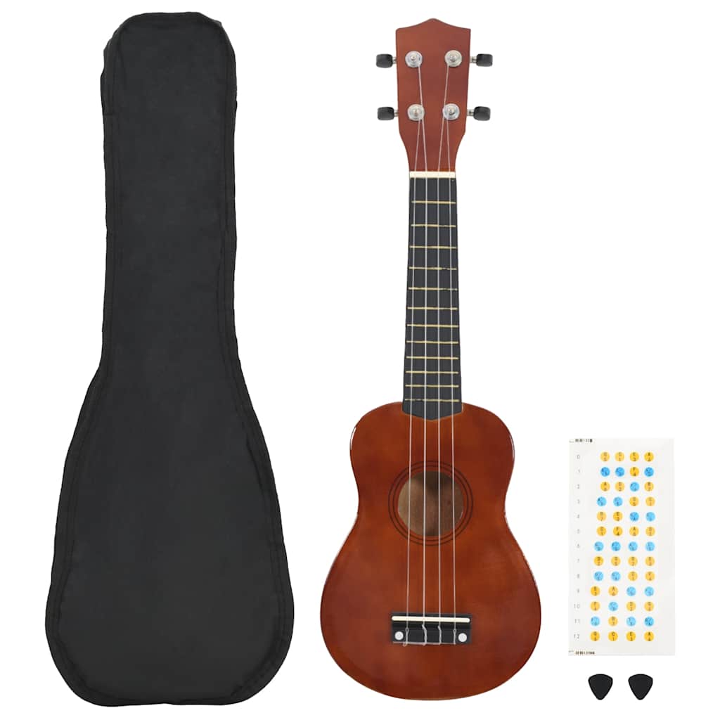 Set Ukulele Soprano con Borsa per Bambini Legno Scuro 21"     cod mxl 75869