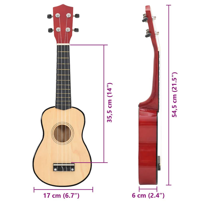 Set Ukulele Soprano con Borsa per Bambini Legno Naturale 21" 70146