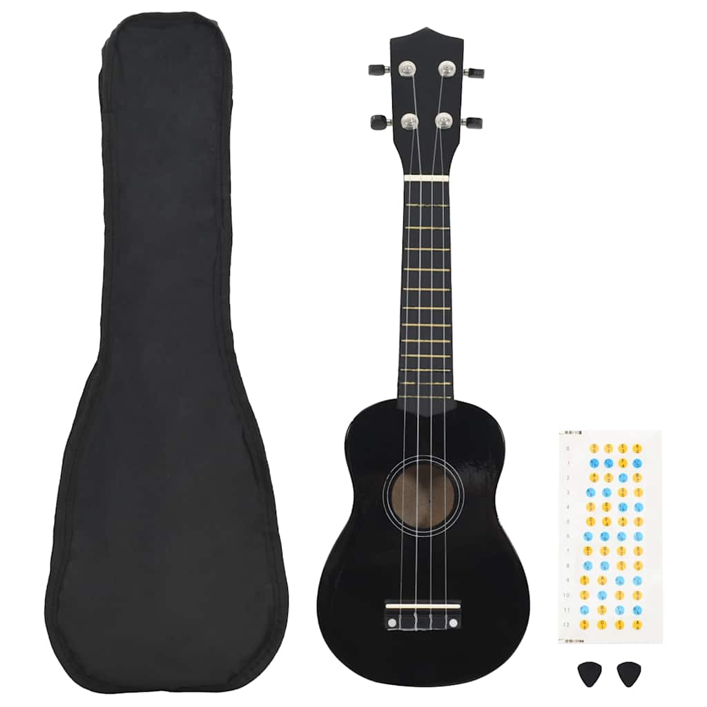 Set Ukulele Soprano con Borsa per Bambini Nera 21" cod mxl 75601