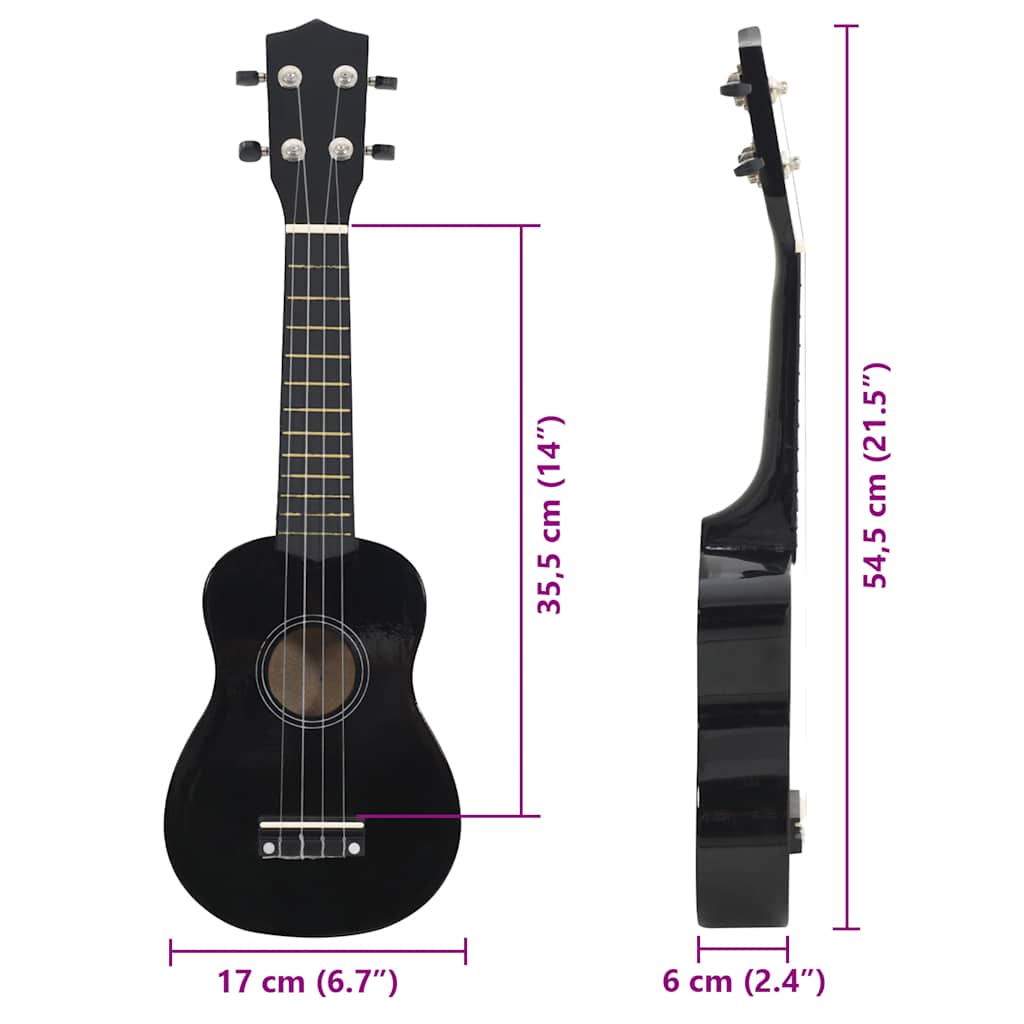 Set Ukulele Soprano con Borsa per Bambini Nera 21" cod mxl 75601