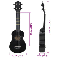 Set Ukulele Soprano con Borsa per Bambini Nera 21" cod mxl 75601