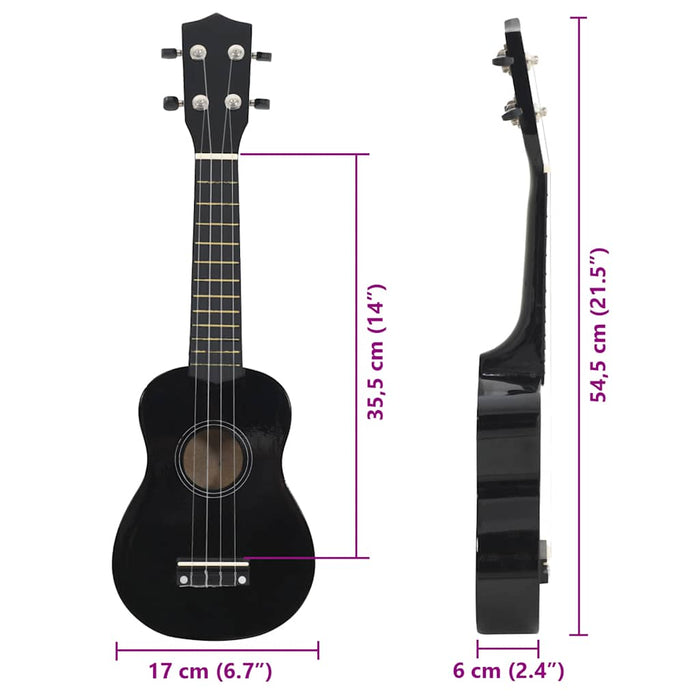 Set Ukulele Soprano con Borsa per Bambini Nera 21" cod mxl 75601