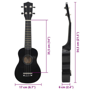 Set Ukulele Soprano con Borsa per Bambini Nera 21" 70147