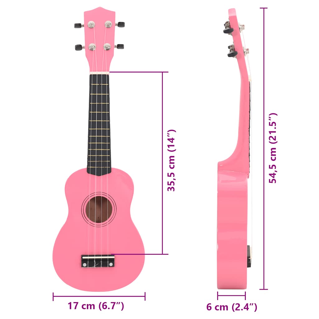 Set Ukulele Soprano con Borsa per Bambini Rosa 21"      cod mxl 78318