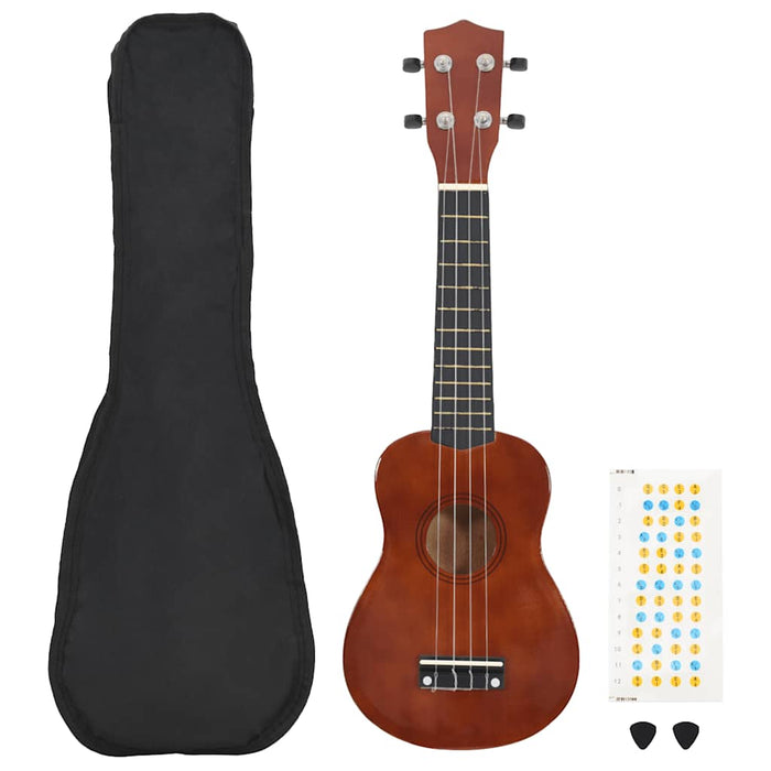 Set Ukulele Soprano con Borsa per Bambini Legno Scuro 23" cod mxl 77891