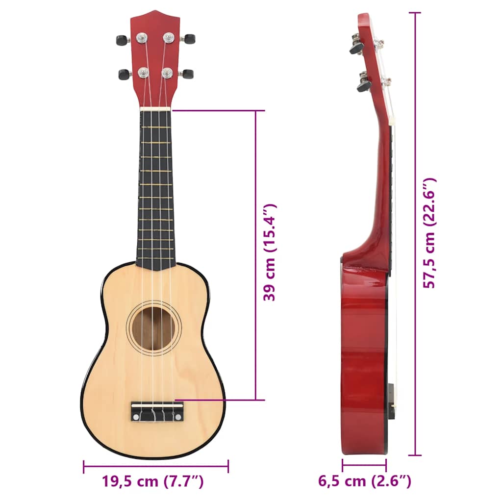 Set Ukulele Soprano con Borsa per Bambini Legno Chiaro 23"