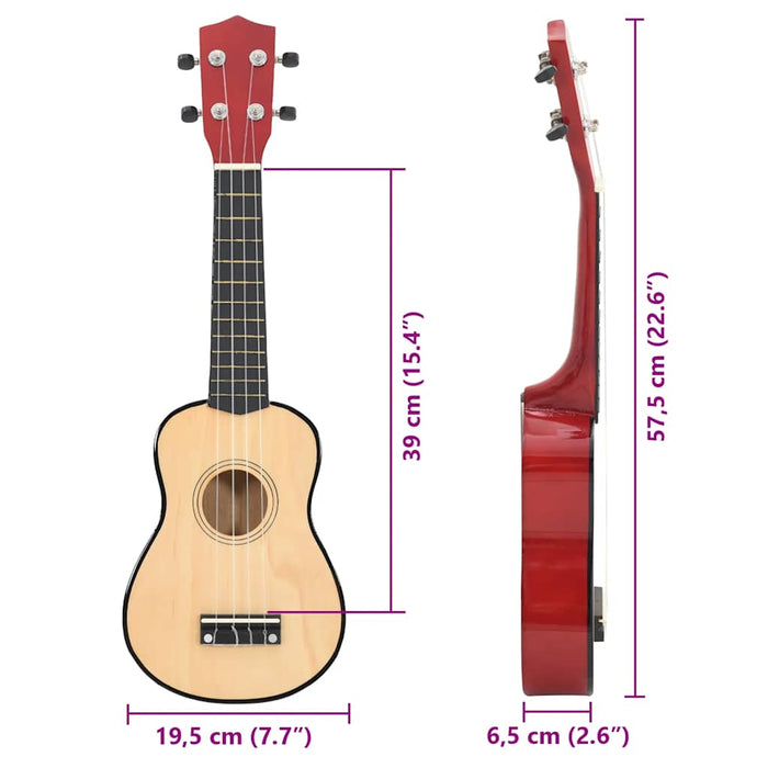 Set Ukulele Soprano con Borsa per Bambini Legno Naturale 23" 70151