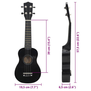 Set Ukulele Soprano con Borsa per Bambini Nera 23" 70152