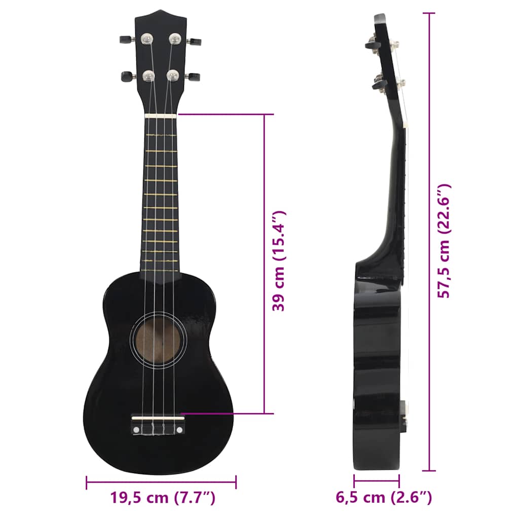Set Ukulele Soprano con Borsa per Bambini Nera 23" cod mxl 74107