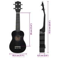 Set Ukulele Soprano con Borsa per Bambini Nera 23" cod mxl 74107