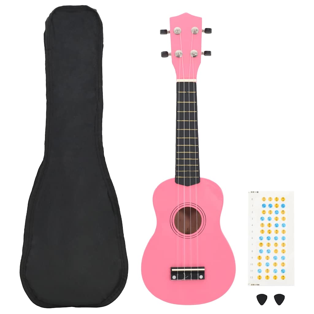 Set Ukulele Soprano con Borsa per Bambini Rosa 23" cod mxl 77793