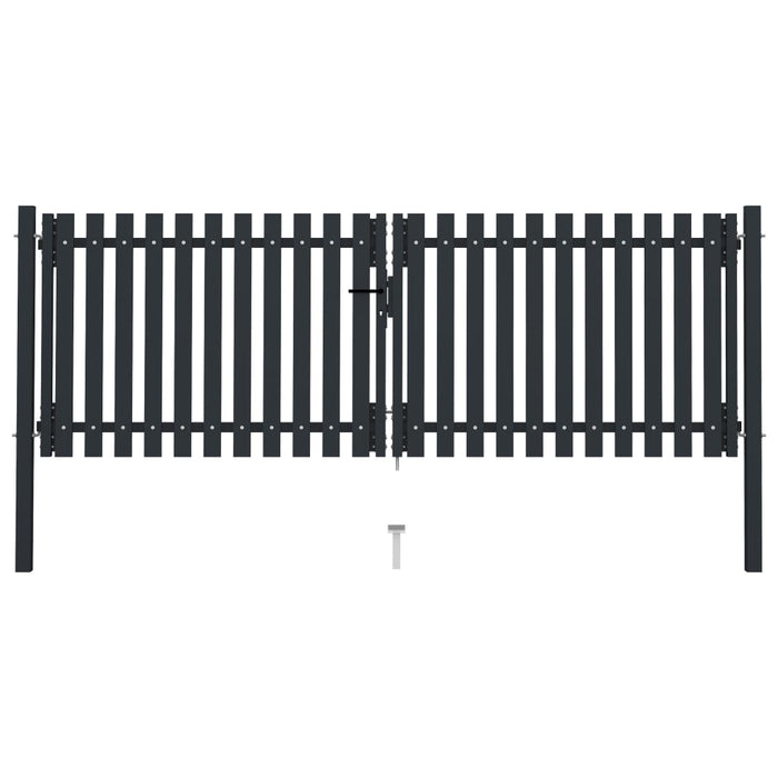 Cancello per Recinzione Doppio in Acciaio 306x125 cm Antracite