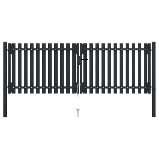 Cancello per Recinzione Doppio in Acciaio 306x125 cm Antracite 146350