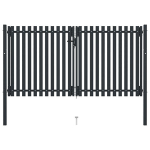 Cancello per Recinzione Doppio in Acciaio 306x200 cm Antracitecod mxl 129612