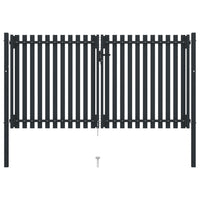 Cancello per Recinzione Doppio in Acciaio 306x220 cm Antracite 146354