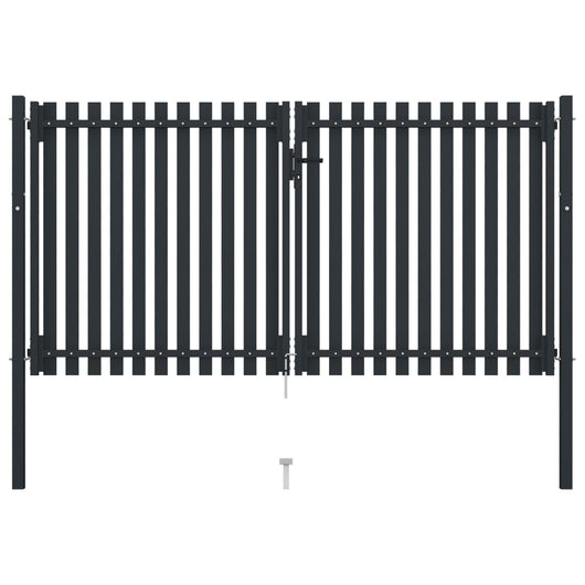 Cancello per Recinzione Doppio in Acciaio 306x220 cm Antracite 146354