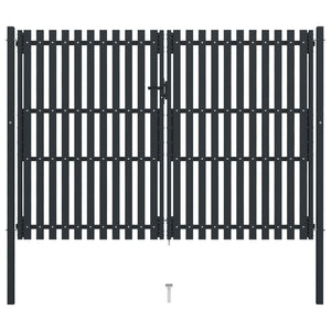Cancello per Recinzione Doppio in Acciaio 306x250 cm Antracitecod mxl 71056