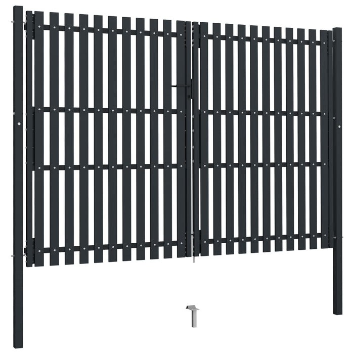 Cancello per Recinzione Doppio in Acciaio 306x200 cm Antracite 146355