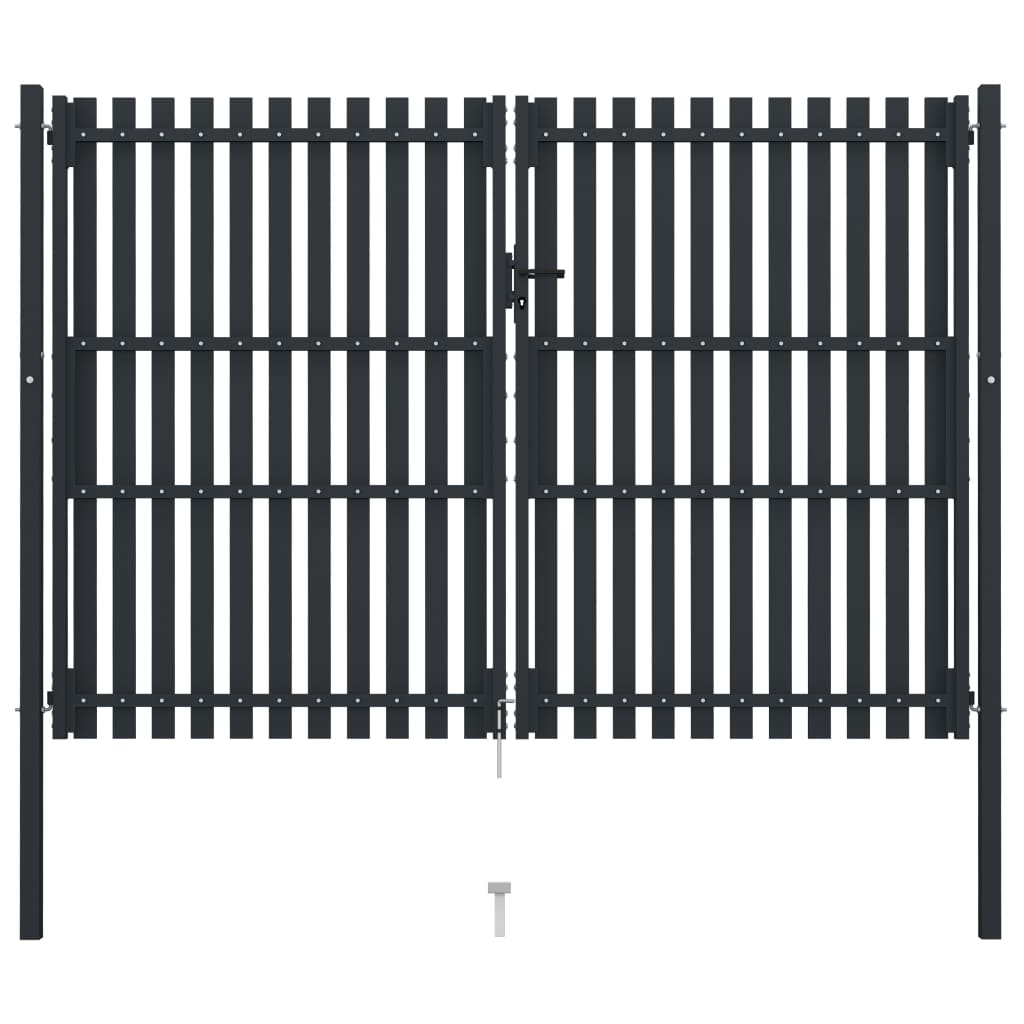 Cancello per Recinzione Doppio in Acciaio 306x250 cm Antracitecod mxl 71056