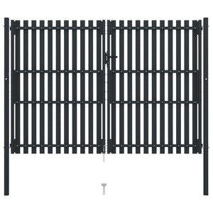 Cancello per Recinzione Doppio in Acciaio 306x250 cm Antracitecod mxl 71056